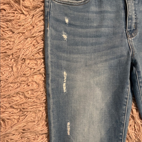 Flying Monkey Crop Kick Flare Distressed Flare Leg Denim With Side Slits - Picture 4 of 10